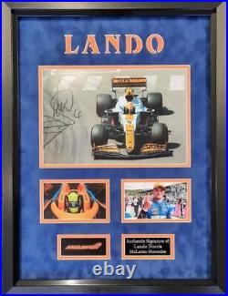 Lando Norris Signed & Framed McLaren Photo FORMULA 1 Genuine Signature AFTAL COA