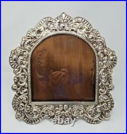 Large Sterling Silver Picture Frame Repousse Italy Signed Photo Vintage Italian