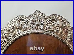 Large Sterling Silver Picture Frame Repousse Italy Signed Photo Vintage Italian