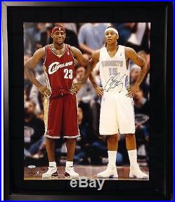 LeBron James and Carmelo Anthony Signed 16x20 Framed Photo Upper Deck