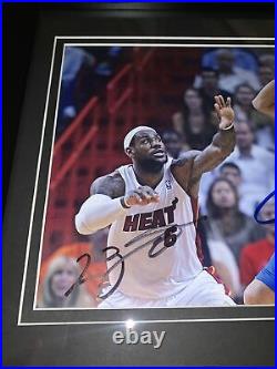 Lebron James & Dirk Nowitzki Autographed Photo With Jersey Cards /299 Framed COA
