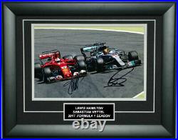 Lewis Hamilton & Sebastian Vettel Signed 8X12 Inches F1 Photo Frame Proof