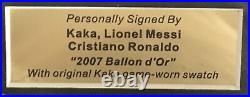 MESSI RONALDO KAKA Autograph Signed Photo 8x10 2007 Swatch Card Frame Plaque COA