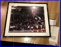 MICHAEL JORDAN Signed Chicago Bulls 16X20 FREE THROW SLAM DUNK framed Photo UDA