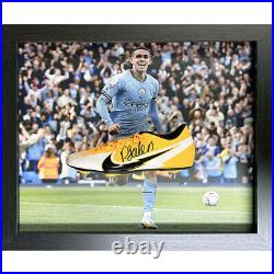 Manchester City FC Foden Signed Boot (Framed) Photographic COA Great Gift Idea