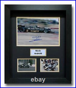 Mario Andretti Hand Signed Framed Photo Display Lotus Formula 1 Autograph 2