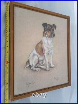 Marjorie Cox Pastel Terrier Dog Framed Picture Signed Original Portrait