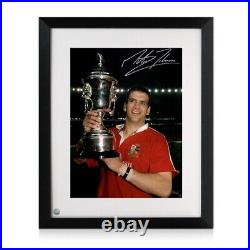 Martin Johnson Signed British And Irish Lions Photo Captain. Framed