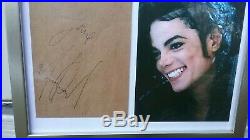 Michael Jackson Authenic Autographed Signed Paper Envelope Color Photo in Frame