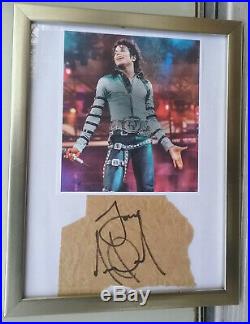 Michael Jackson Authentic Autographed Signed Paper Cut with Photograph in Frame