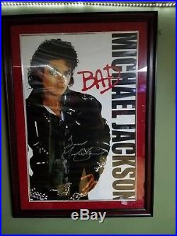 Michael Jackson Signed Autographed Photo Framed Bad With Certificate Of Authenti