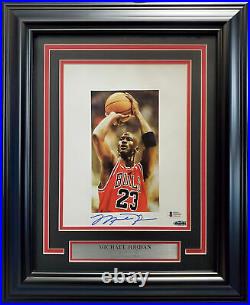 Michael Jordan Autographed Framed 8x10.5 Photo UDA Gem 10 Auto Beckett AA01265