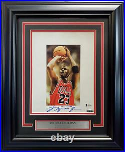 Michael Jordan Autographed Framed 8x10.5 Photo UDA Gem 10 Auto Beckett AA01268