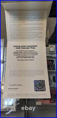 Michael Jordan Signed 16x20 Dunk Contest Photo Framed 27x23 UDA Hologram AUTO