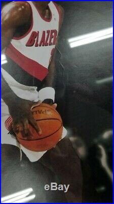 Michael Jordan Signed 24X16 Photo vs. Drexler Bulls 10/223 UDA CREASED Framed