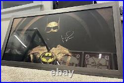 Michael Keaton Signed 49.5x25.25 Framed Batman Batsuit Armory Photo JSA LOA