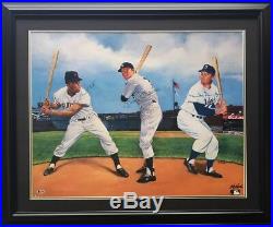Mickey Mantle Willie Mays Duke Snider Signed Framed 24x30 Photo BAS A71199