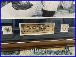 Mickey Mantle Yogi Berra Whitey Ford autographed photo framed 31x29 JSA COA