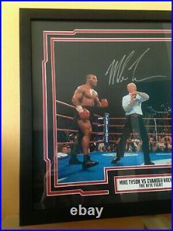 Mike Tyson Evander Holyfield Signed Autographed Framed 22x26 Photo JSA COA Bite