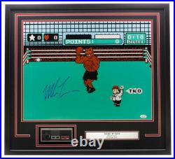 Mike Tyson Signed in Blue Framed 16x20 Punch Out Boxing Photo withController JSA