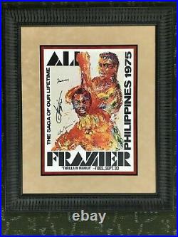 Muhammad Ali & Joe Frazier Signed Autographed Neiman Fight Poster FRAMED JSA COA