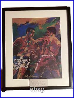 Muhammed Ali SIGNED & Framed Photo vs Leon Spinks (LeRoy Neiman Painting) with COA