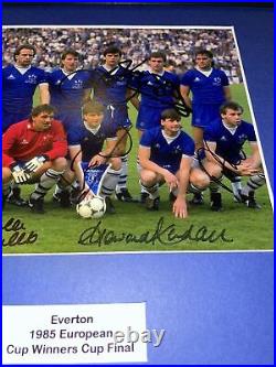 Multi Signed Framed Everton 1985 ECWC Final Photo Kendall Sheedy Ratcliffe Sharp