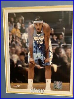 NBA Denver Nuggets Carmelo Anthony Signed Jersey, Picture, and Card Fully framed