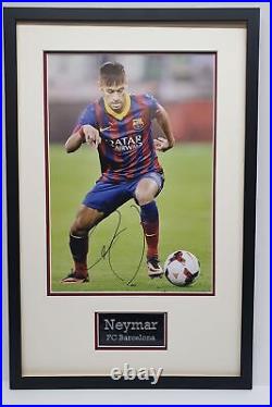 NEYMAR SIGNED & FRAMED A3 Photo Mount Display Barcelona & Brazil AFTAL COA