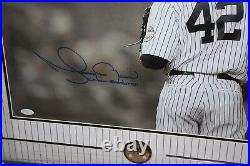 NY YANKEES Mariano Rivera #42 SIGNED 16X20 FRAMED PHOTO ENTER SANDMAN INSC JSA
