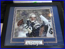 N. E. Patriots Tom Brady Signed Snow Bowl 8x10 Photo Framed & Double Matted PSA