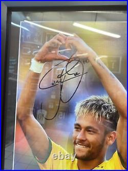 Neymar Hand Signed Brasil Framed Photo Picture Football 16x16 Display COA