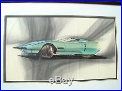 Original Catallo Concept Car 2 Door 1960s Framed Art Piece Picture Signed 1967