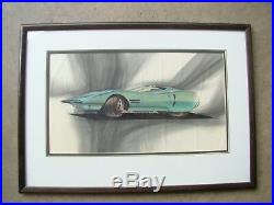 Original Catallo Concept Car 2 Door 1960s Framed Art Piece Picture Signed 1967