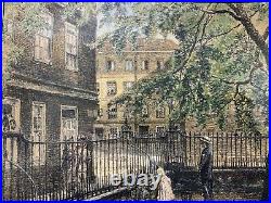 Original Victorian London Fleet Street Picture Drawing 1880 Rare Antique Signed