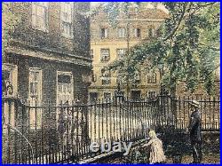 Original Victorian London Fleet Street Picture Drawing 1880 Rare Antique Signed