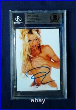 Pamela Anderson Signed 3x5 Framed Photo Beckett BAS Authentic Autograph Auto