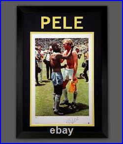 Pele Signed A2 Photograph With Bobby Moore In A Framed Presentation