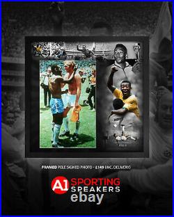 Pele Signed Brazil Photograph With Bobby Moore Beautifully Framed COA £149