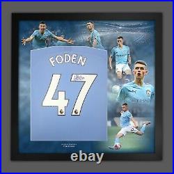 Phil Foden Signed Manchester City Football Shirt In A Framed Picture Display