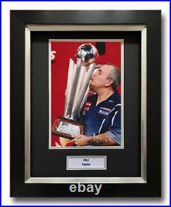 Phil Taylor Hand Signed Framed Photo Display Darts Autograph