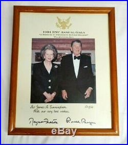 President RONALD REAGAN with MARGARET THATCHER 12 by 15 Framed Photo SIGNED