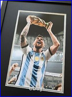 RARE Lionel Messi Signed Photo Display + COA + FRAMED AUTOGRAPH 2022 WORLD CUP