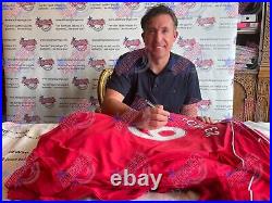 ROBBIE FOWLER & IAN RUSH 2 SIGNED LIVERPOOL SHIRTS in 1 FRAME SEE PROOF + COA