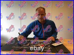 Rare Framed Dennis Bergkamp Signed Arsenal Football16x20 Photograph Coa & Proof