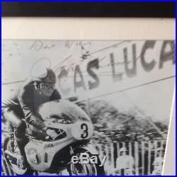 Rare Hand signed mike hailwood framed photo On the Honda six