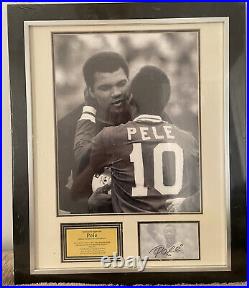 Rare Pele Signed Framed Photo Pele & Muhammad Ali Guarantee Certificate