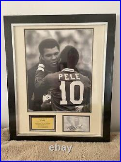 Rare Pele Signed Framed Photo Pele & Muhammad Ali Guarantee Certificate