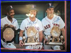 Red Sox Signed/Framed 16 x 20 Jim Rice, Fred Lynn & Dwight Evans MLB Auth
