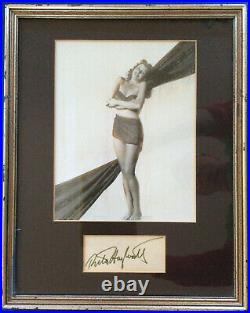 Rita Hayworth Signed Card with Photo / PROFESSIONALLY FRAMED Autographed